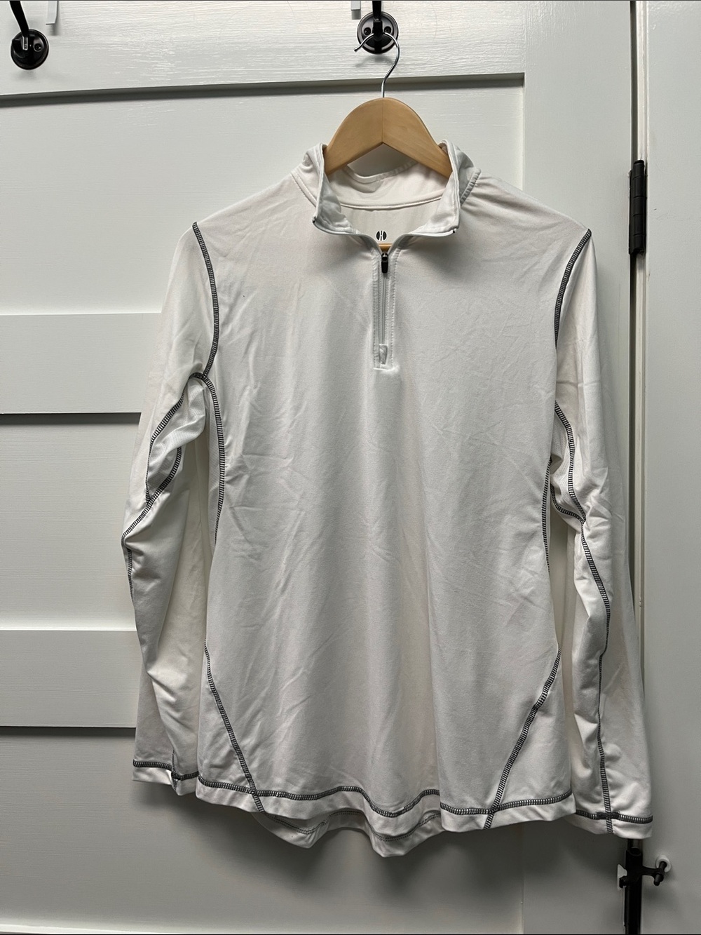Holloway White Quarter-Zip Long Sleeve Pullover with Contrast Stitching